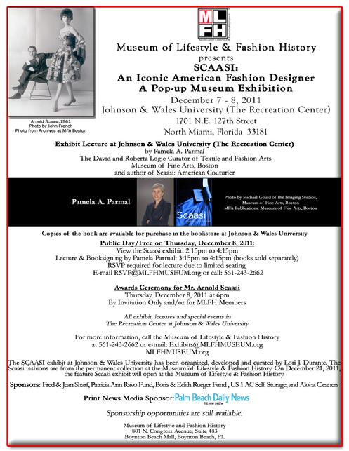 Arnold Scaasi exhibit at Museum of Lifestyle & Fashion History